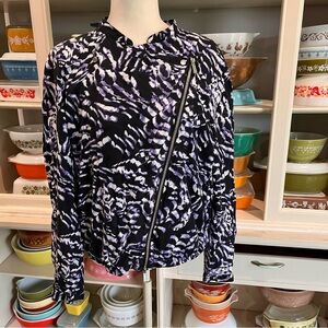 Karen Millen Animal Print Moto Jacket - Size 12